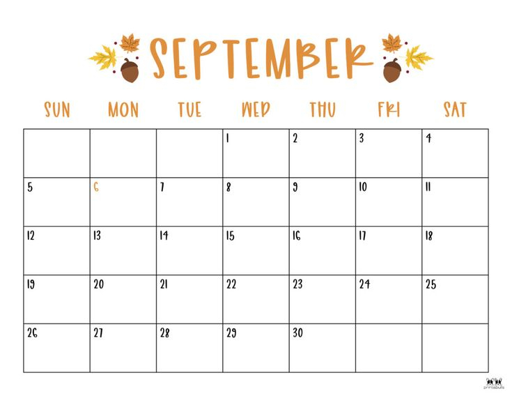 Cute Calendar 2022 Printable September