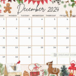 Cute December Printable Calendar 2024 Printable Calendar 2024