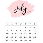 Cute Free Printable July 2024 Calendar