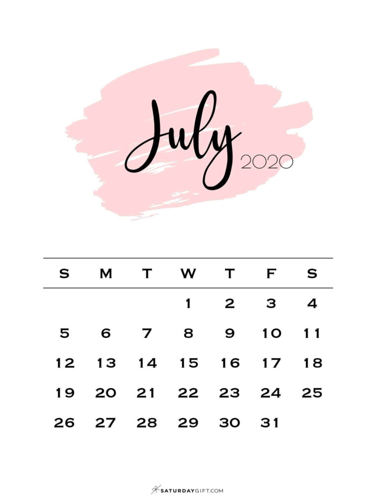 Cute Free Printable July 2024 Calendar