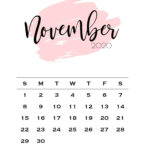 Cute Free Printable November 2020 Calendar
