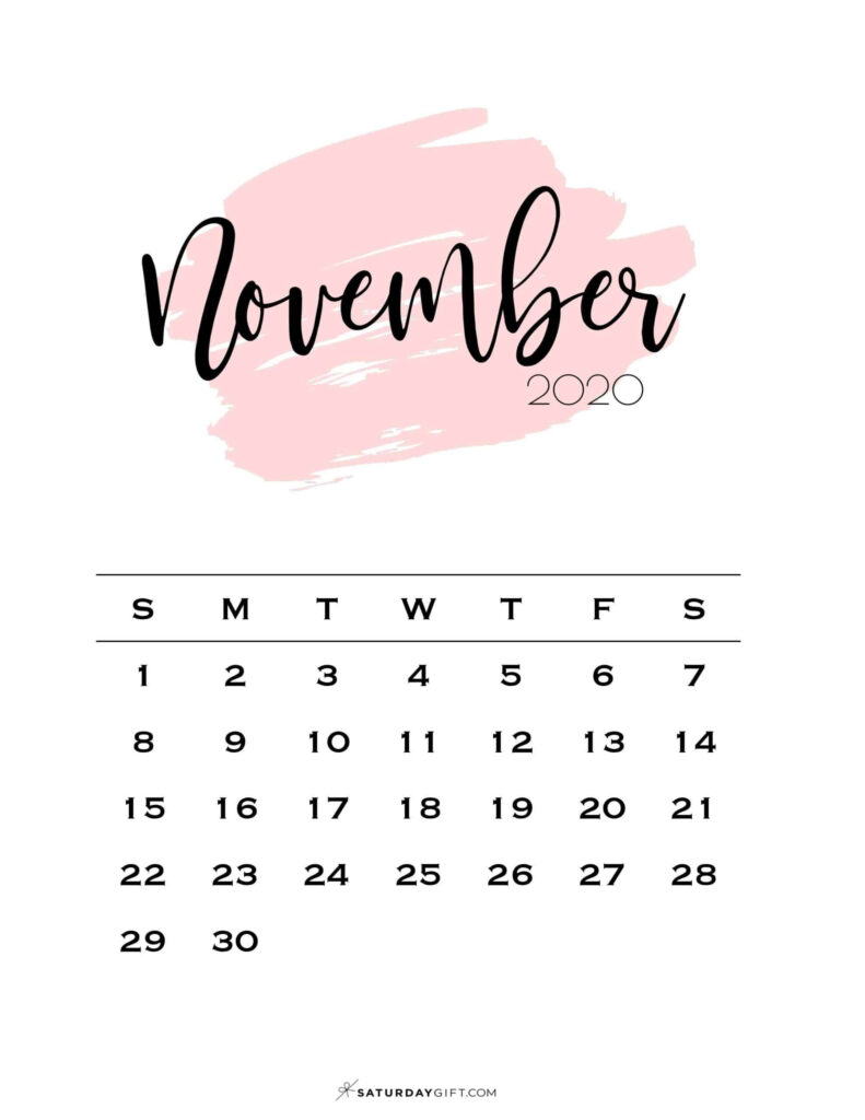 Cute Free Printable November 2020 Calendar