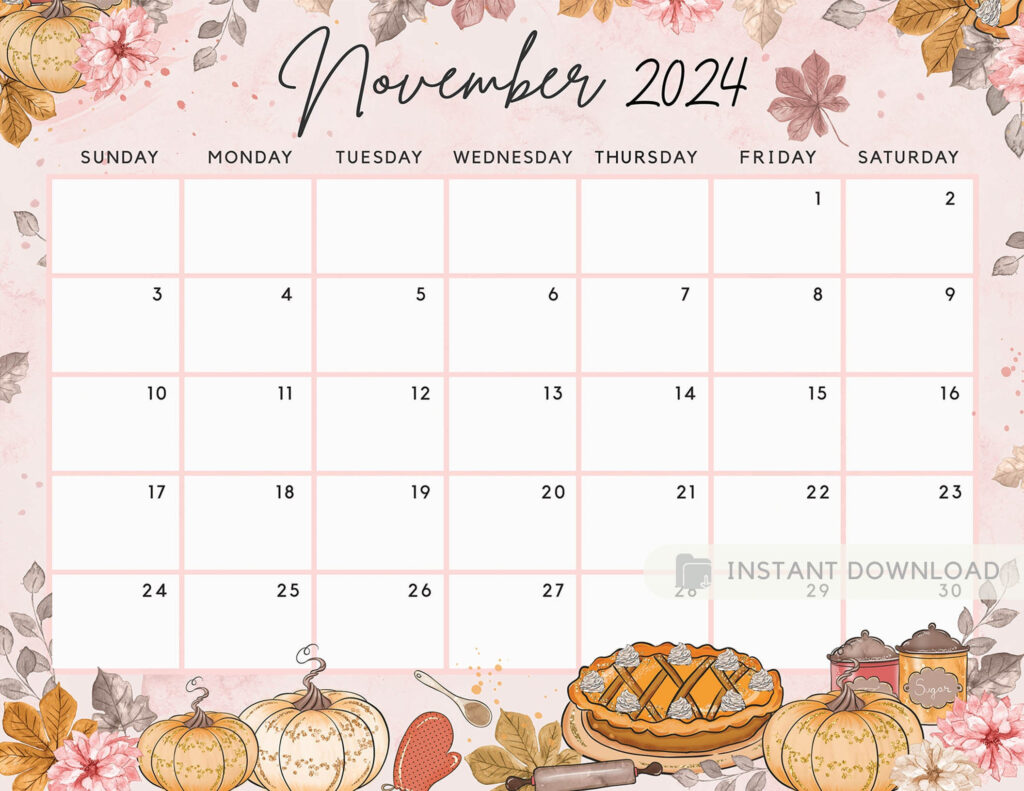Cute Free Printable November 2024 Calendar Printable Calendar 2025