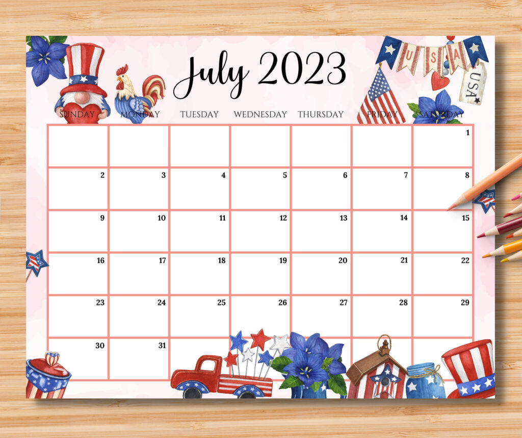 Cute July Printable Calendar 2025 CALENDAR PRINTABLE