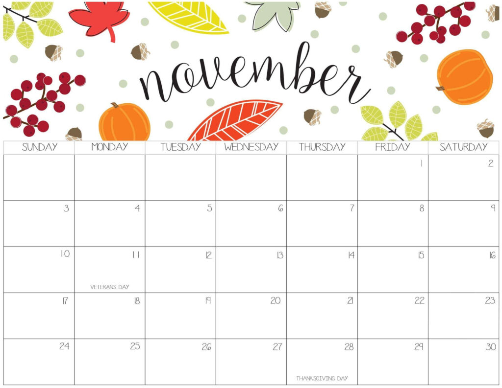 Cute November 2019 Calendar Design Template With Images Calendar