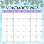Cute November 2025 Calendar Printable Freebies Jadira Hope
