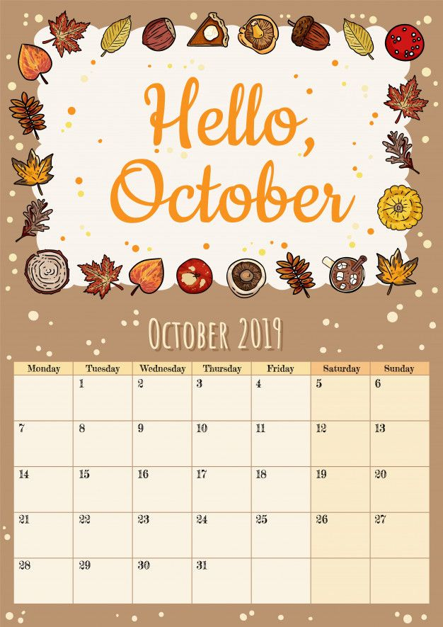 Cute October Calendar 2023