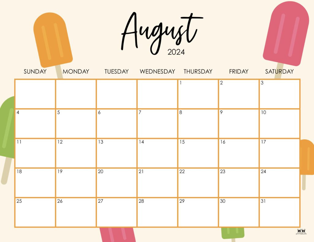 Cute Printable August Calendar 2024 Printable Calendar 2025