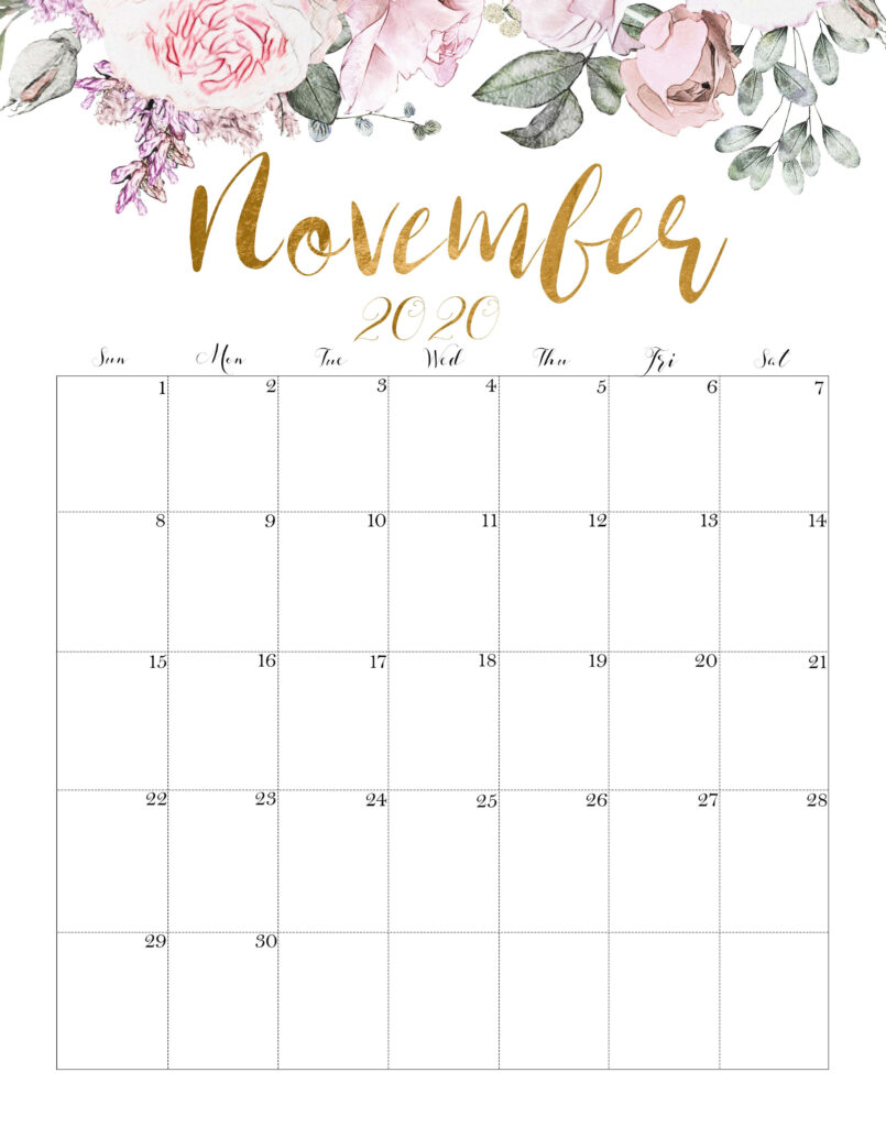 Cute Printable November Calendar