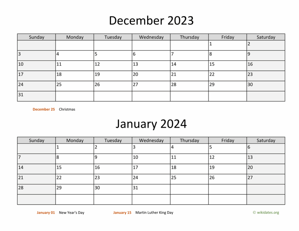 December 2024 January 2024 February 2024 Calendar Printable 2024 