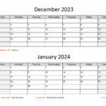 December 2024 January 2024 February 2024 Calendar Printable 2024