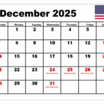 December 2025 Calendar Printable PDF Template With Holidays