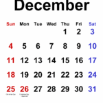 December 22 Printable Calendar