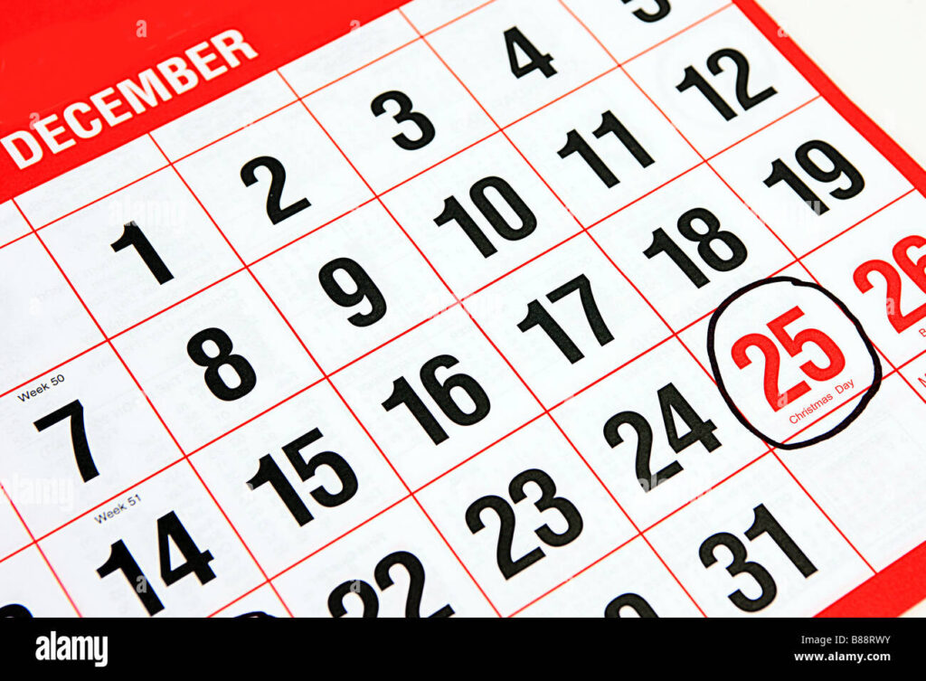 December 25 Calendar Circled Hi res Stock Photography And Images Alamy
