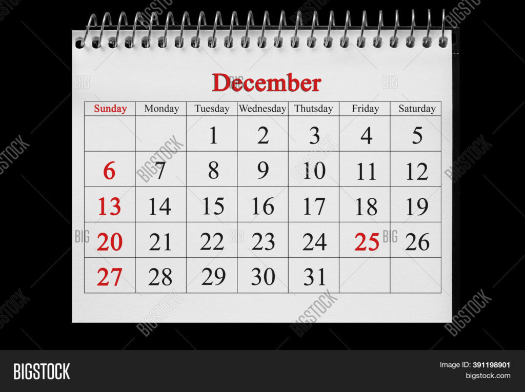 December 25 Calendar Image Photo Free Trial Bigstock