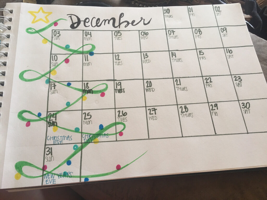 December Bullet Journal Calendar