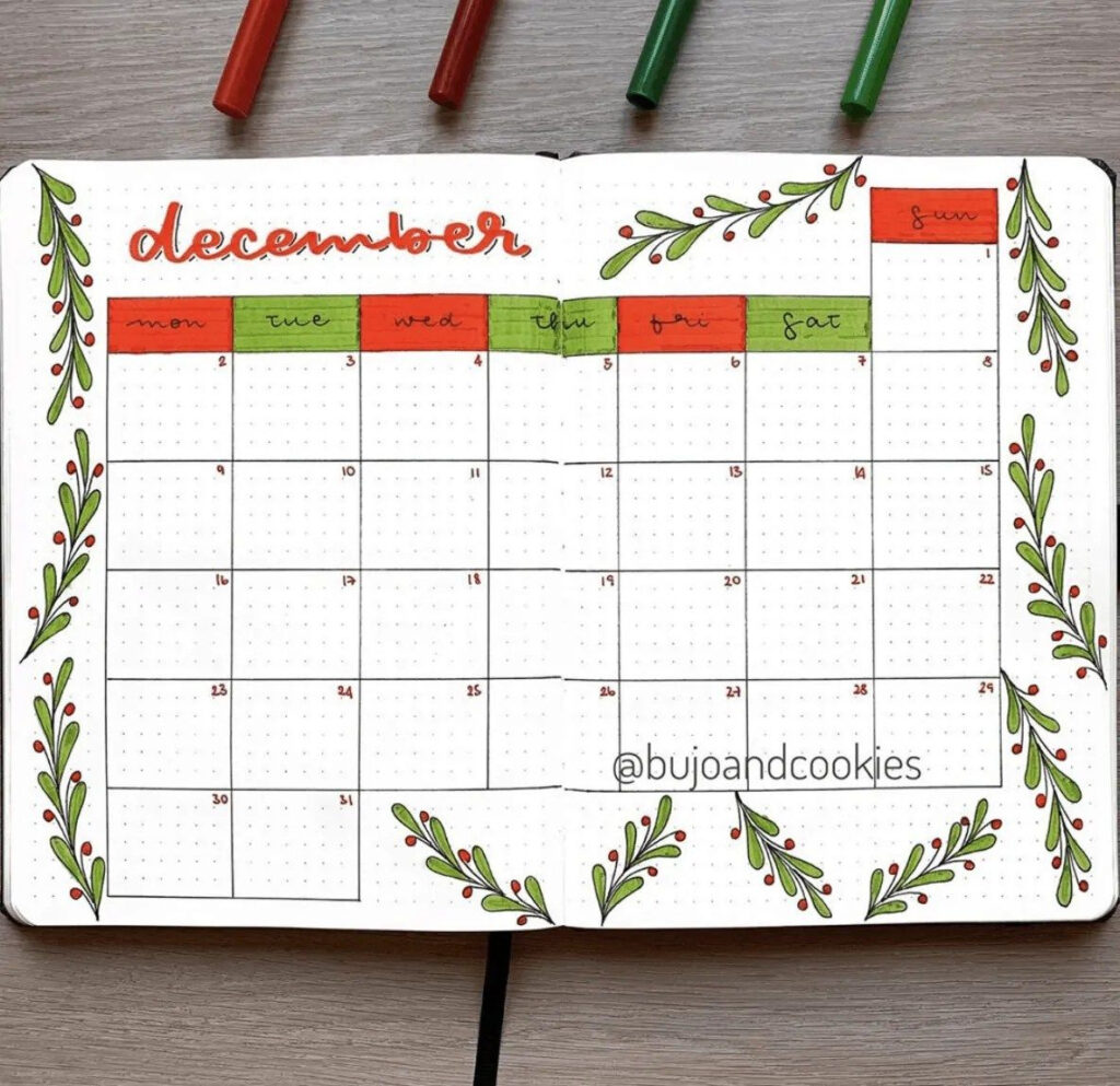 December Bullet Journal Calendar December Bullet Journal Bullet 