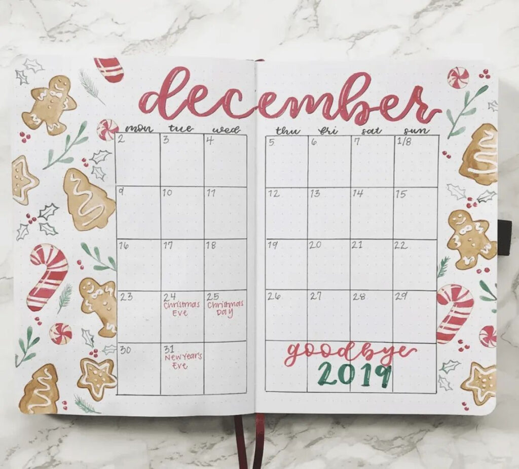 December Bullet Journal Calendar Printable And Enjoyable Learning