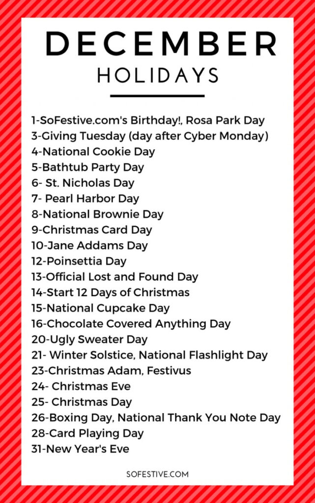 December Holidays 2024 Unique Fun Daily Holidays National Holiday 