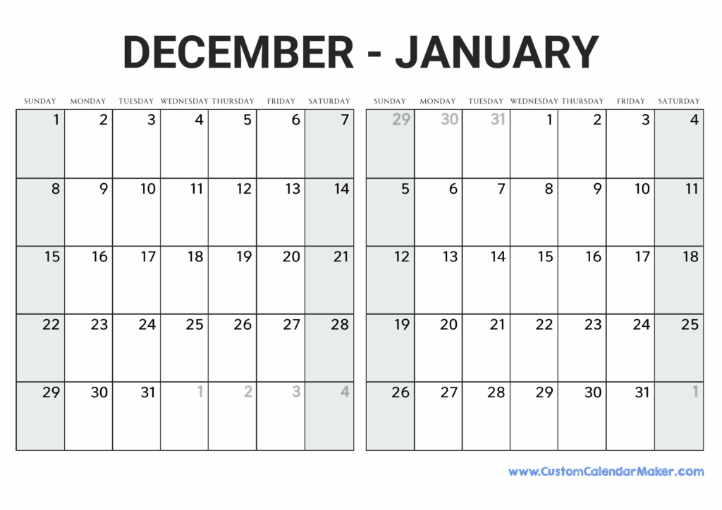 December January Calendar 2025 2025 Jason Hogan