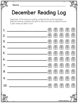 December Reading Log FREE By Kathy 39 s Kreations TpT