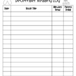 December Reading Log Printable