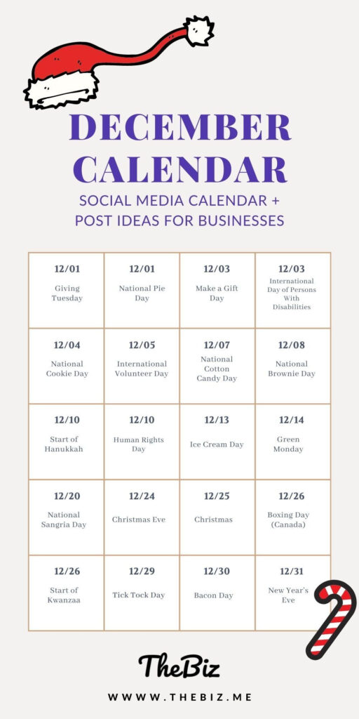 December Social Media Calendar And Post Ideas For Businesses FREE