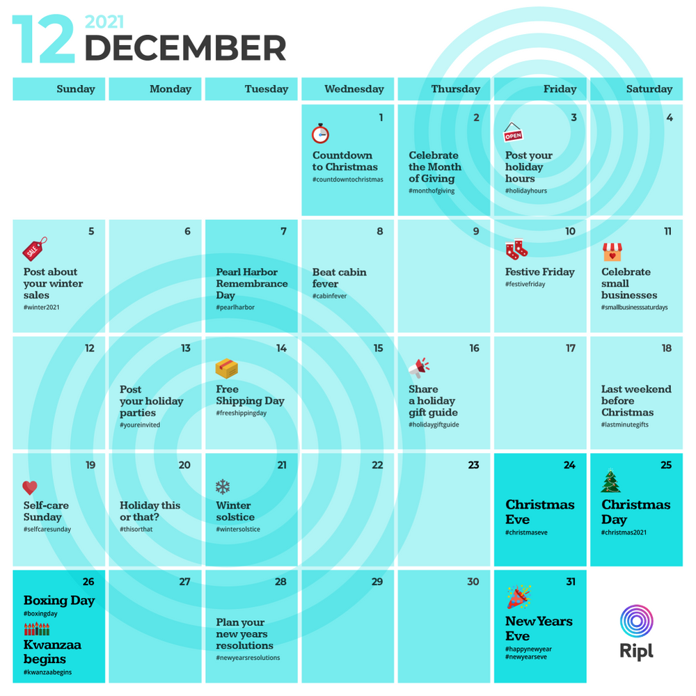December Social Media Content Calendar