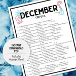 December Trivia December Trivia Game Printable December Trivia