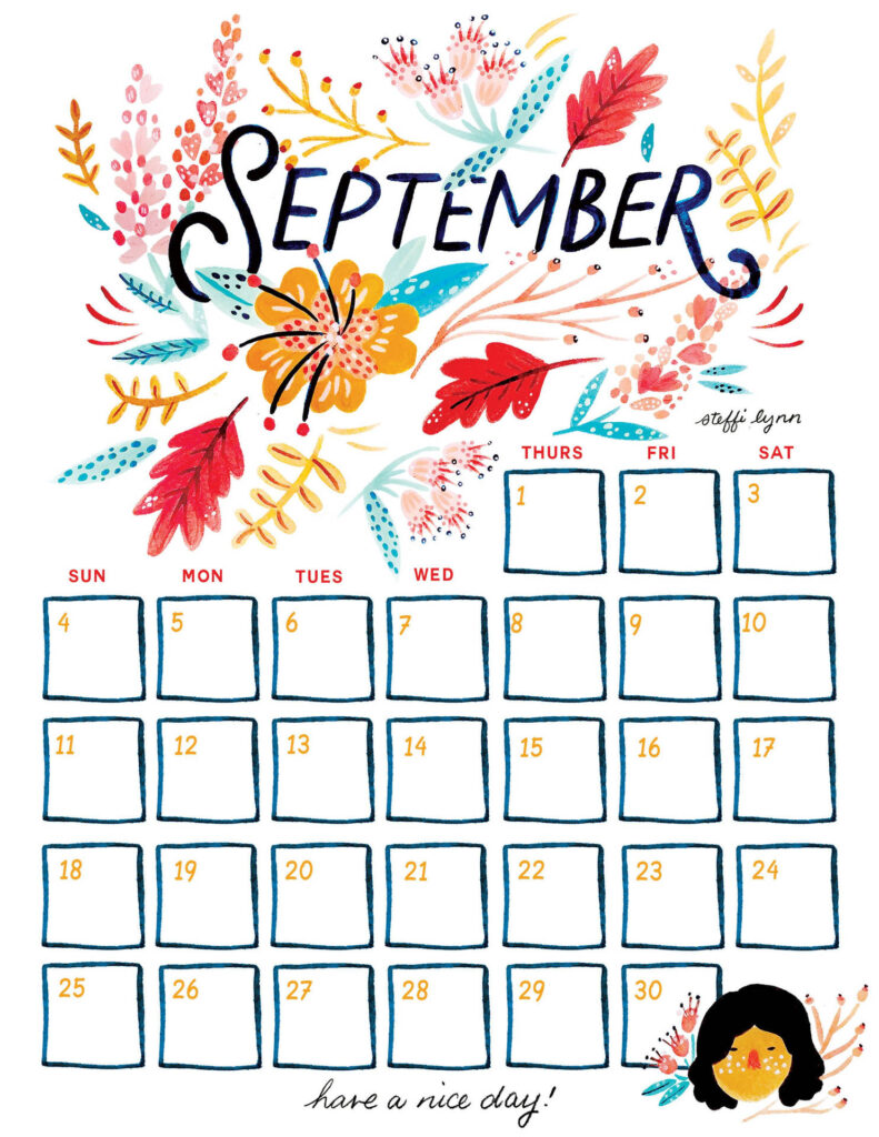 Download Colorful September Calendar Wallpaper Wallpapers