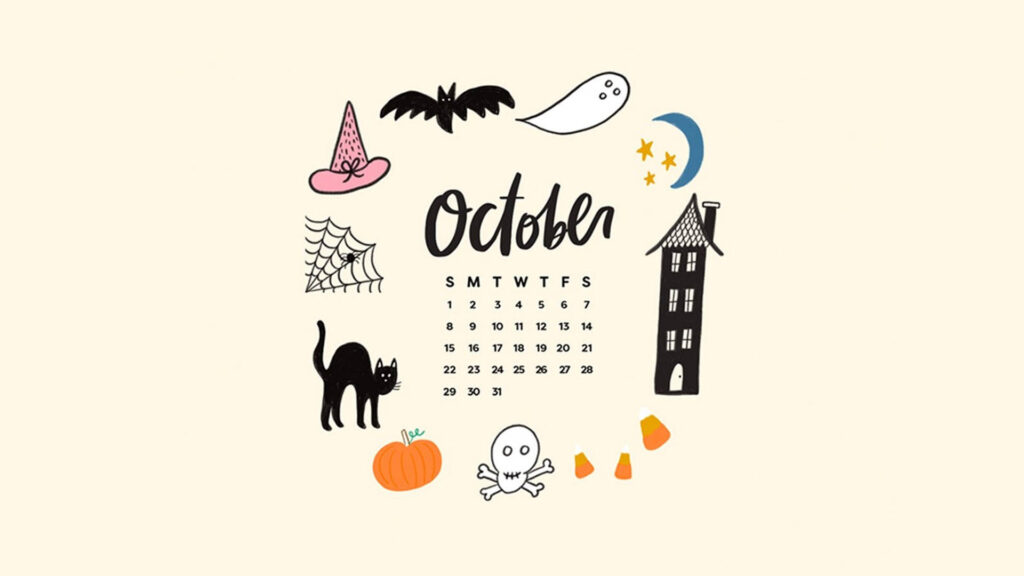 Download Cute Aesthetic Halloween October Calendar Wallpaper 