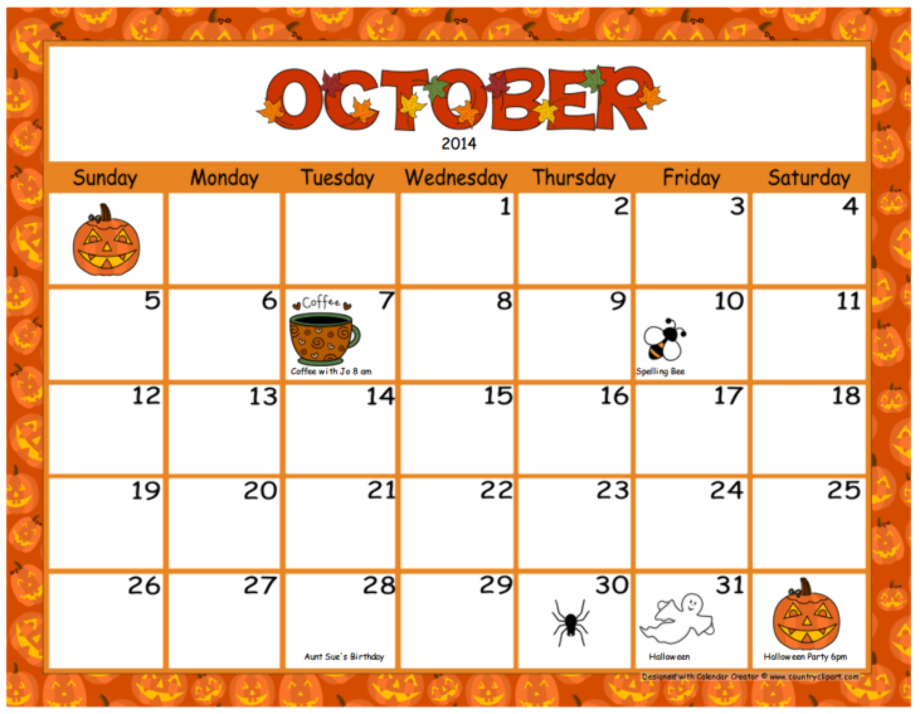 Download High Quality October Clip Art Calendar Transparent PNG Images 