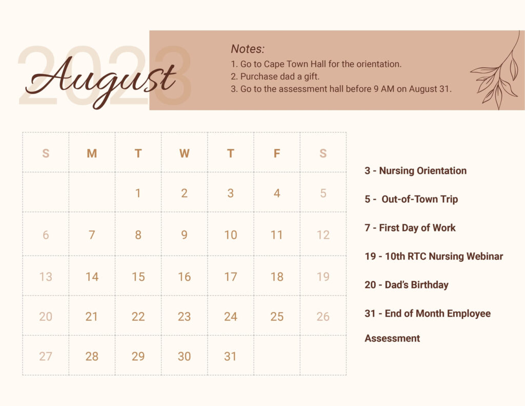 Editable August Calendar Templates In Excel To Download