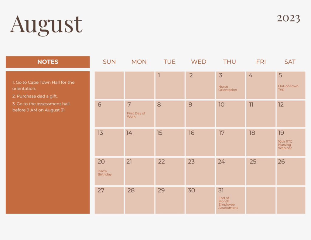 Editable August Calendar Templates In Excel To Download