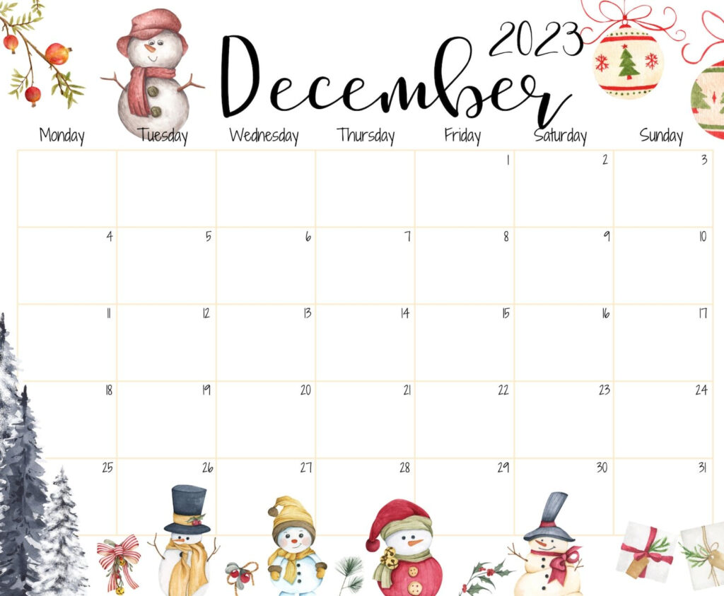 EDITABLE December 2023 Calendar Beautiful Winter Cute Etsy In 2023 