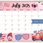 EDITABLE Fourth Of July 2025 Calendar For Summer Printable Homeschool