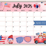 EDITABLE Fourth Of July 2025 Calendar For Summer Printable Homeschool