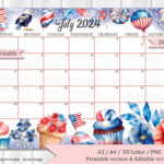 EDITABLE July 2024 Calendar 4th Of July Independence Day Planner
