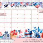 EDITABLE July 2024 Calendar 4th Of July Independence Day Planner