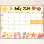 Editable July 2024 Calendar Printable July Planner Cute Calendar W