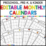 Editable Monthly Calendars For Preschool Kindergarten Preschool