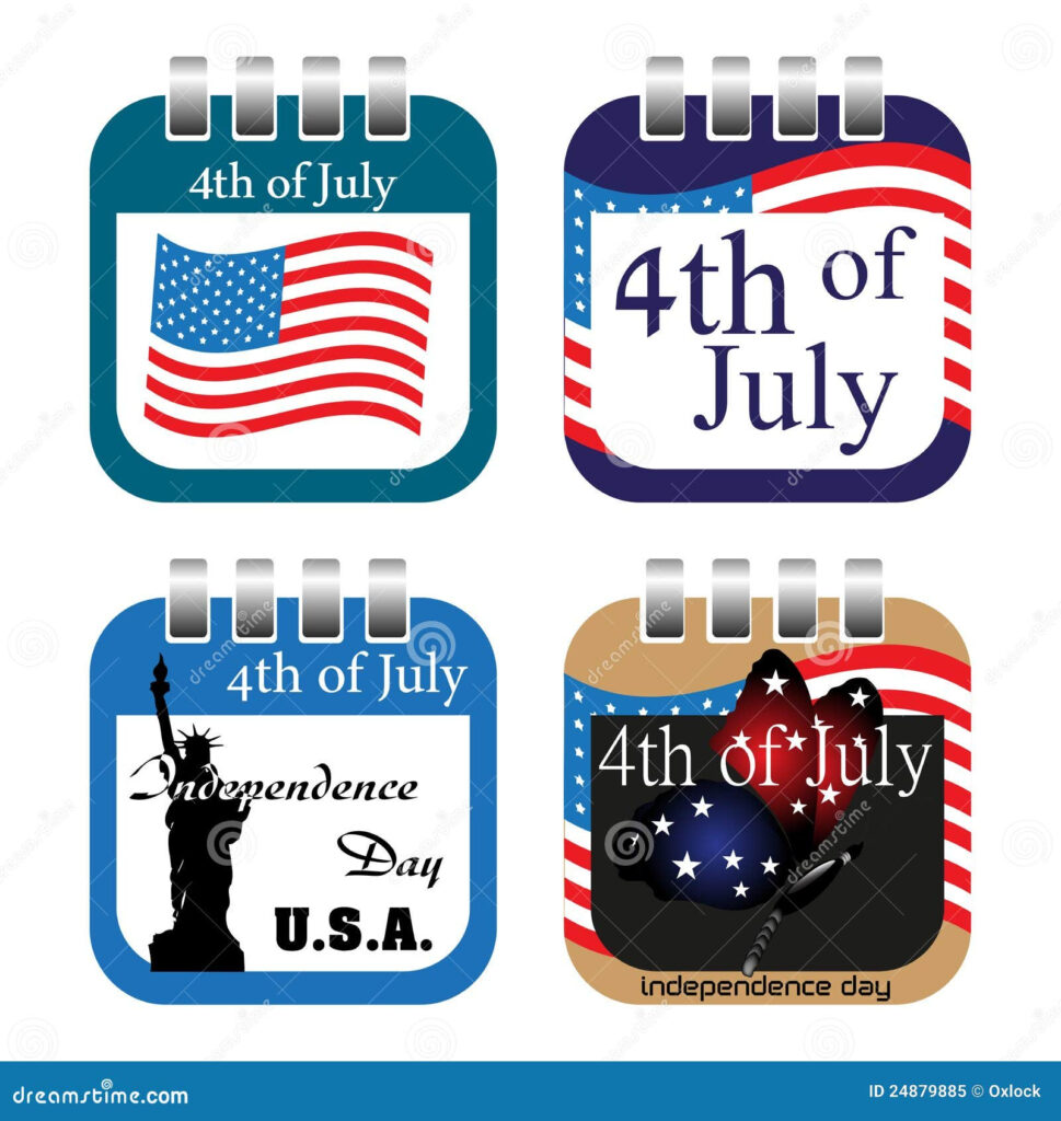 Fourth Of July Calendar Sheets Royalty Free Stock Photo Image 24879885