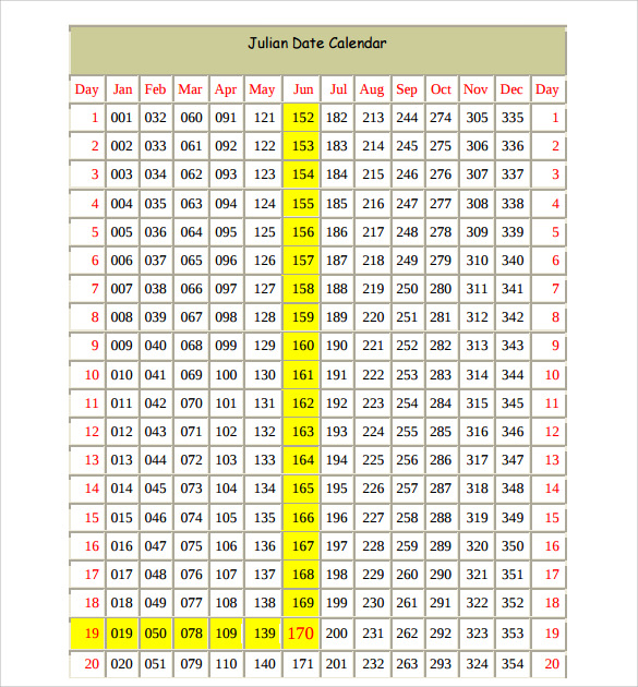 FREE 10 Sample Julian Calendar Templates In PDF