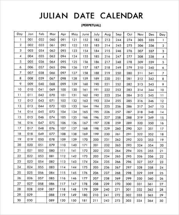 FREE 10 Sample Julian Calendar Templates In PDF