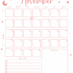 Free Cute November Calendar Planner Printable Set World Of Printables