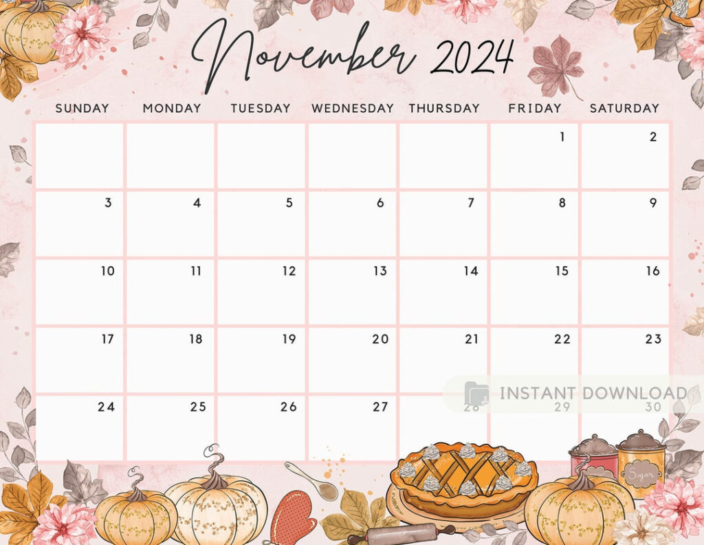 Free Cute Printable November 2024 Calendar Printable Calendar 2025