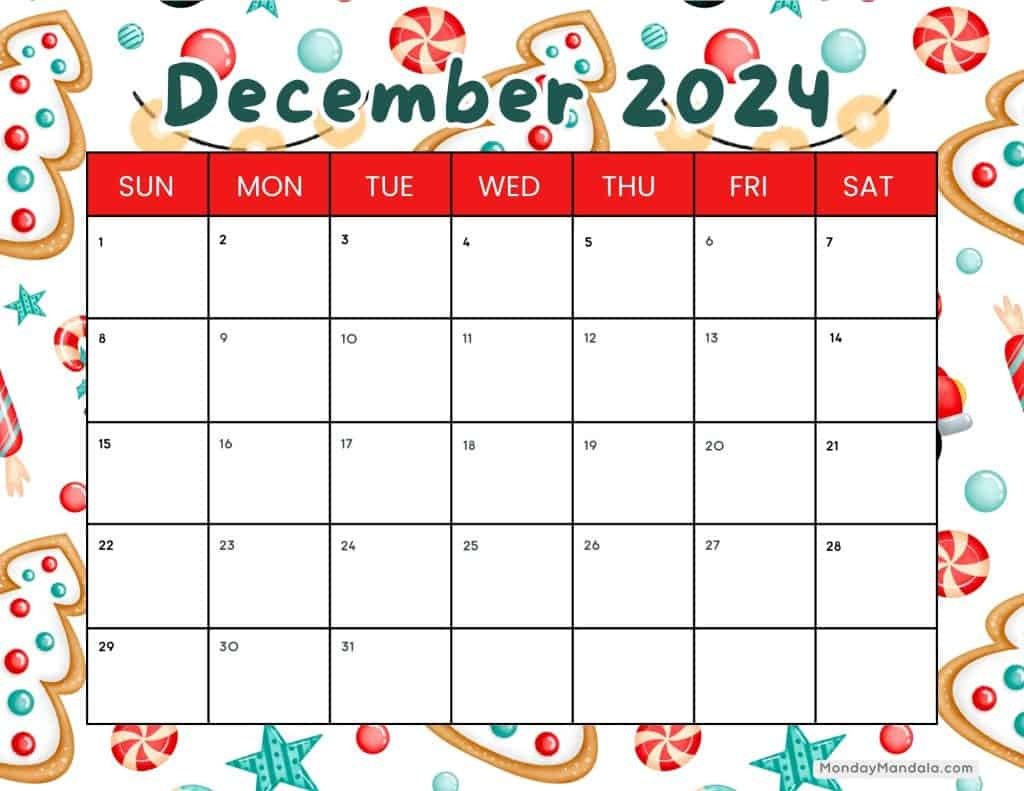 Free December 2024 Calendar With Holidays Printable Printable Calendar