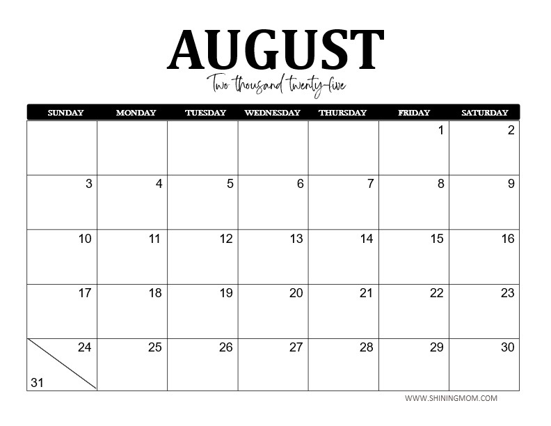 Free Editable Calendar August 2025 Word Lucia Grace