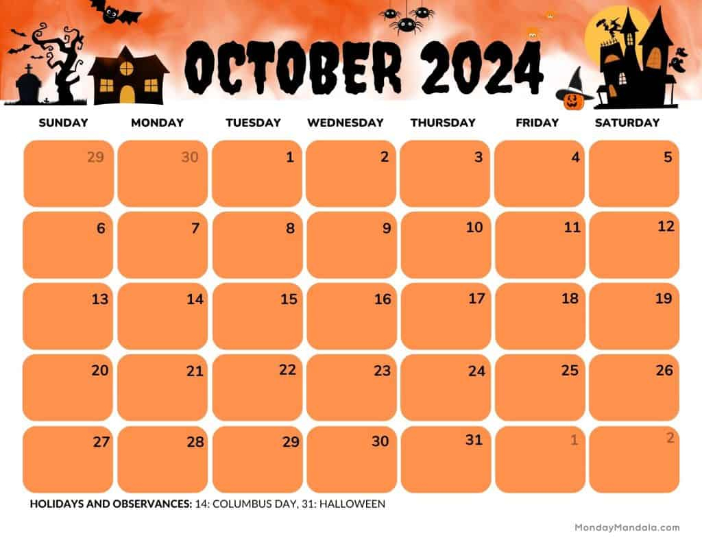 Free October 2024 Calendar Printable Calendar 2025