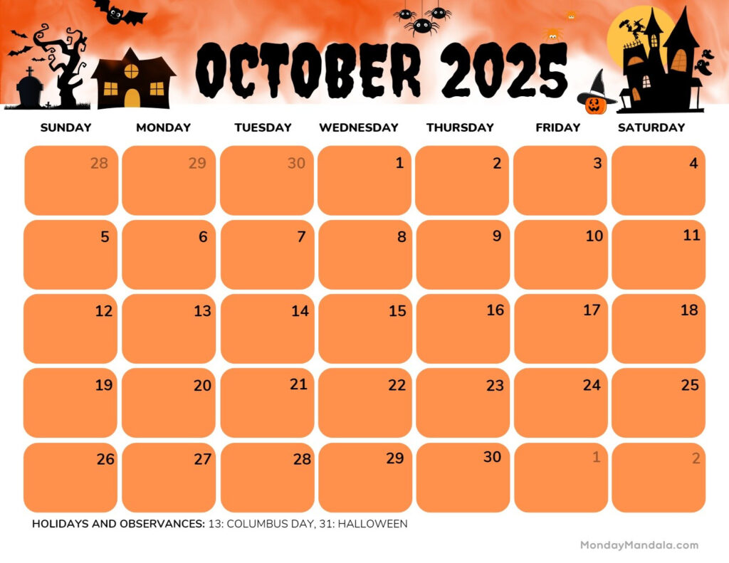 Free Print Calendar October 2025 Viva Alverta